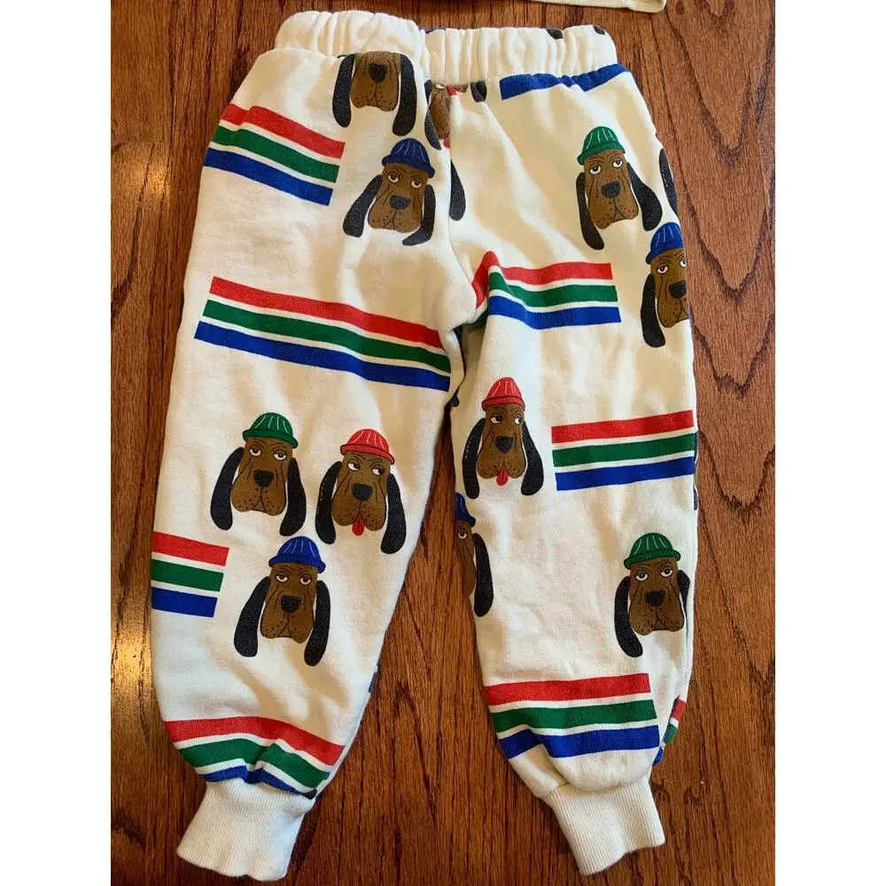 Mini Rodini Bloodhound Dog 100% Cotton AOP Sweatsuit | Multi | 3-5 years